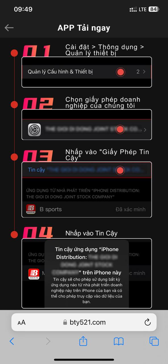 Hướng dẫn tải app BTY521 trên điện thoại IOS